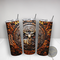 Sublimated tooled leather deer tumbler—perfect for hot & cold drinks. Customizable hunting gift for outdoor lovers by Tammi Oribello